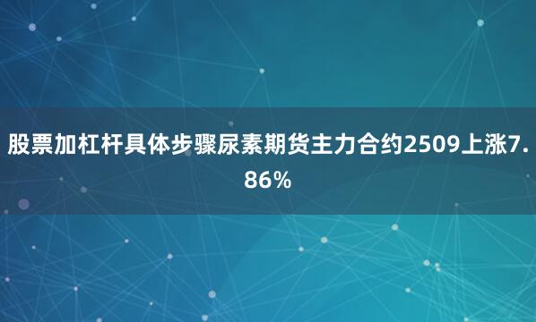 股票加杠杆具体步骤尿素期货主力合约2509上涨7.86%